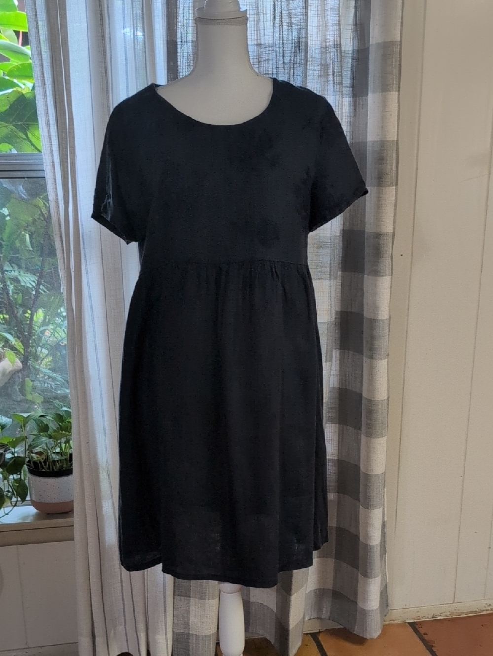 Terzo Millennium Navy Blue Linen Dress Embroidered.